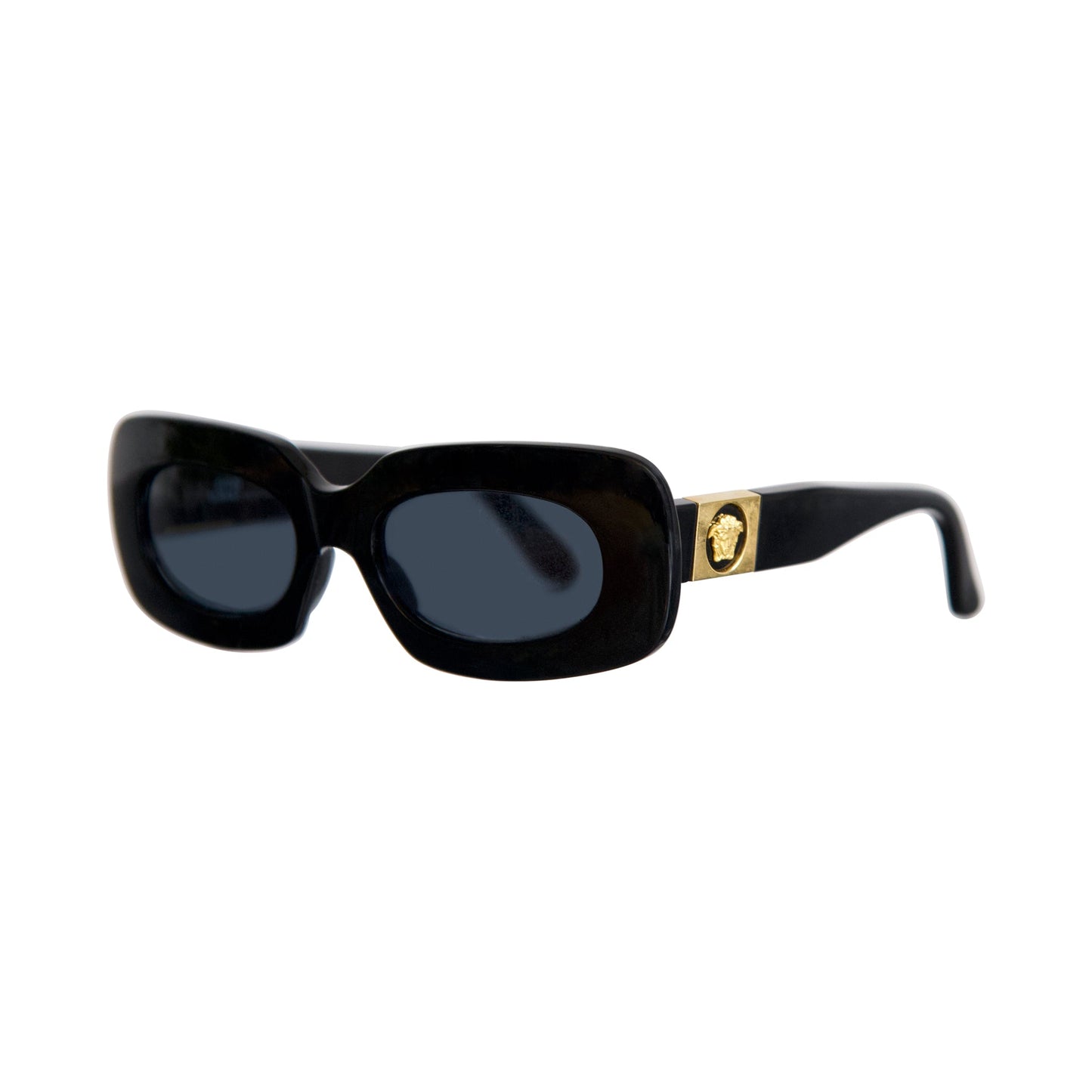 Gianni Versace 416/C 825 Gold Medusa Logo Black Block Frame Sunglasses