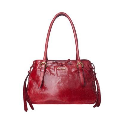 2007 Miu Miu Vitello Bow Leather Shoulder Bag | O/S, Multicoloured