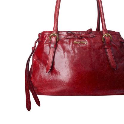 2007 Miu Miu Vitello Bow Leather Shoulder Bag | O/S, Multicoloured
