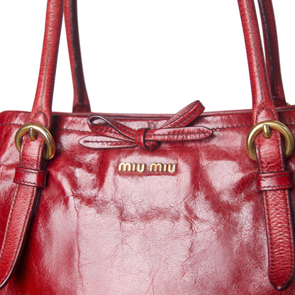 2007 Miu Miu Vitello Bow Leather Shoulder Bag | O/S, Multicoloured