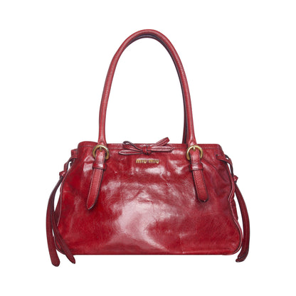 2007 Miu Miu Vitello Bow Leather Shoulder Bag | O/S, Multicoloured