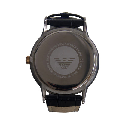 Emporio Armani Black Croc Leather Strap Watch | O/S, Black
