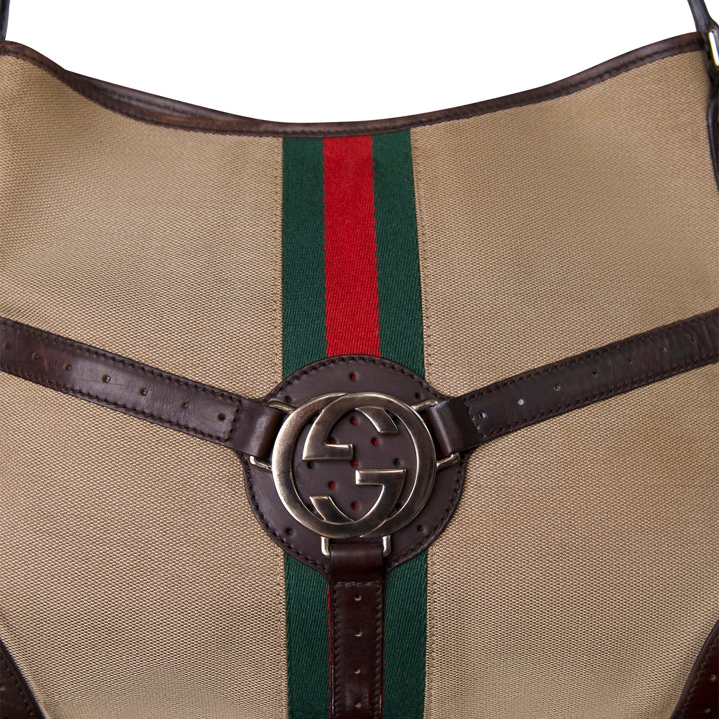 Gucci Reins Web Canvas Shoulder Bag (114879)