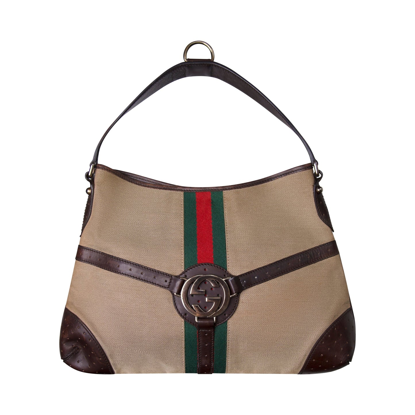 Gucci Reins Web Canvas Shoulder Bag (114879)