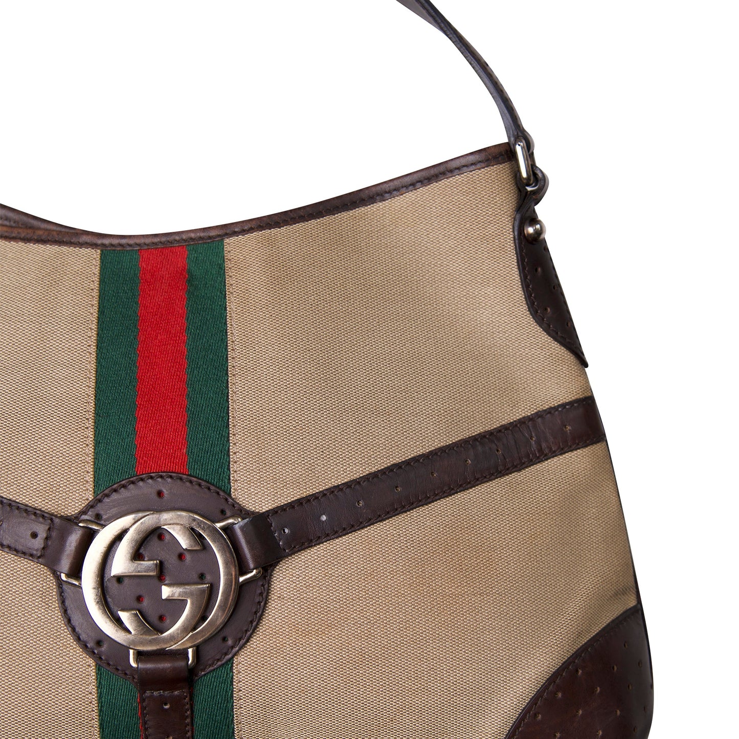 Gucci Reins Web Canvas Shoulder Bag (114879)