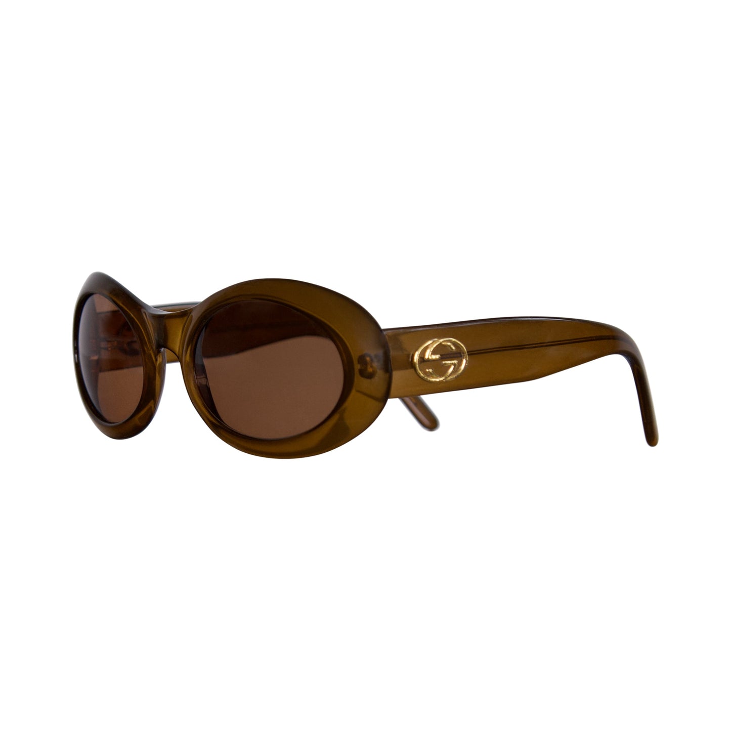 Gucci GG 2400 1990's Oval Amber Perspex Frame Sunglasses