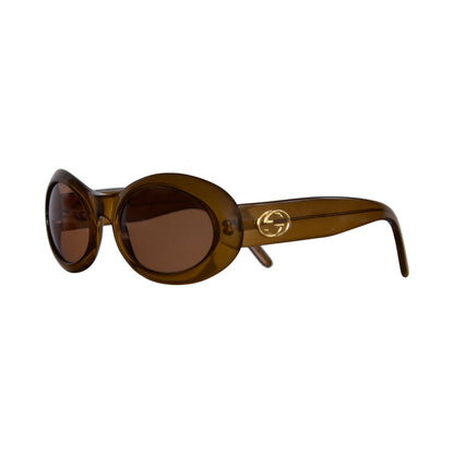 Gucci GG 2400 1990's Oval Amber Perspex Frame Sunglasses
