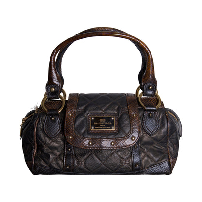 Balenciaga Hardware Strap Brown Quilted Leather Handbag