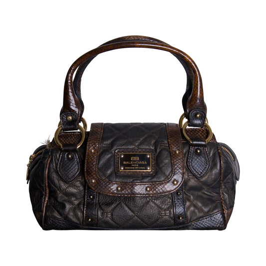 Balenciaga Hardware Strap Brown Quilted Leather Handbag