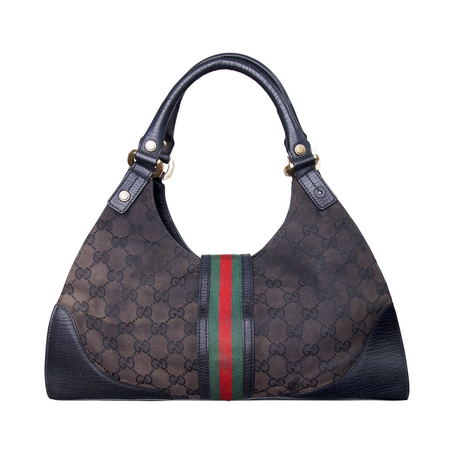 Gucci Jackie Monogram Handbag with Leather Trim