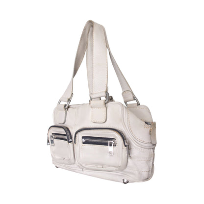 Chloe Betty Model Grey Distressed Leather Handbag with Purse