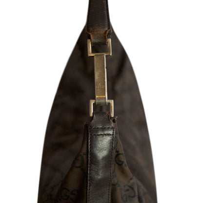 Gucci Black XL GG Supreme Nylon Leather Shoulder Bag