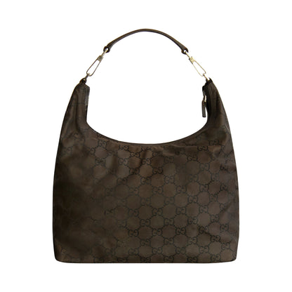 Gucci Black XL GG Supreme Nylon Leather Shoulder Bag