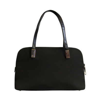 Gucci Black Nylon Leather Top-Handle
