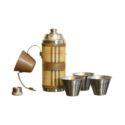 90's Burrberry Nova Check Scotch Flask Set