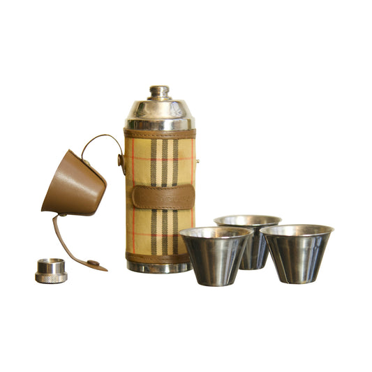 90's Burrberry Nova Check Scotch Flask Set