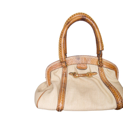 2007 Christian Dior Python-Trimmed Frame Bag | O/S, Beige and Brown
