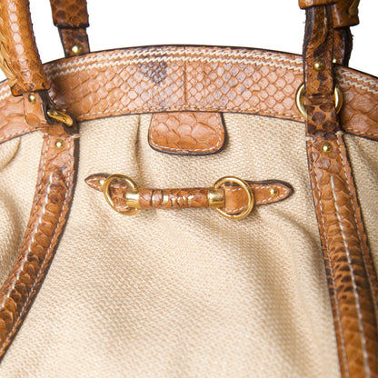 2007 Christian Dior Python-Trimmed Frame Bag | O/S, Beige and Brown