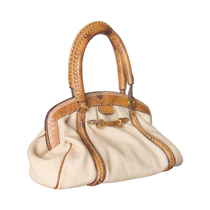 2007 Christian Dior Python-Trimmed Frame Bag | O/S, Beige and Brown