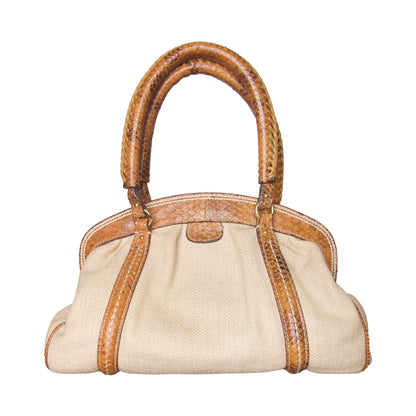 2007 Christian Dior Python-Trimmed Frame Bag | O/S, Beige and Brown