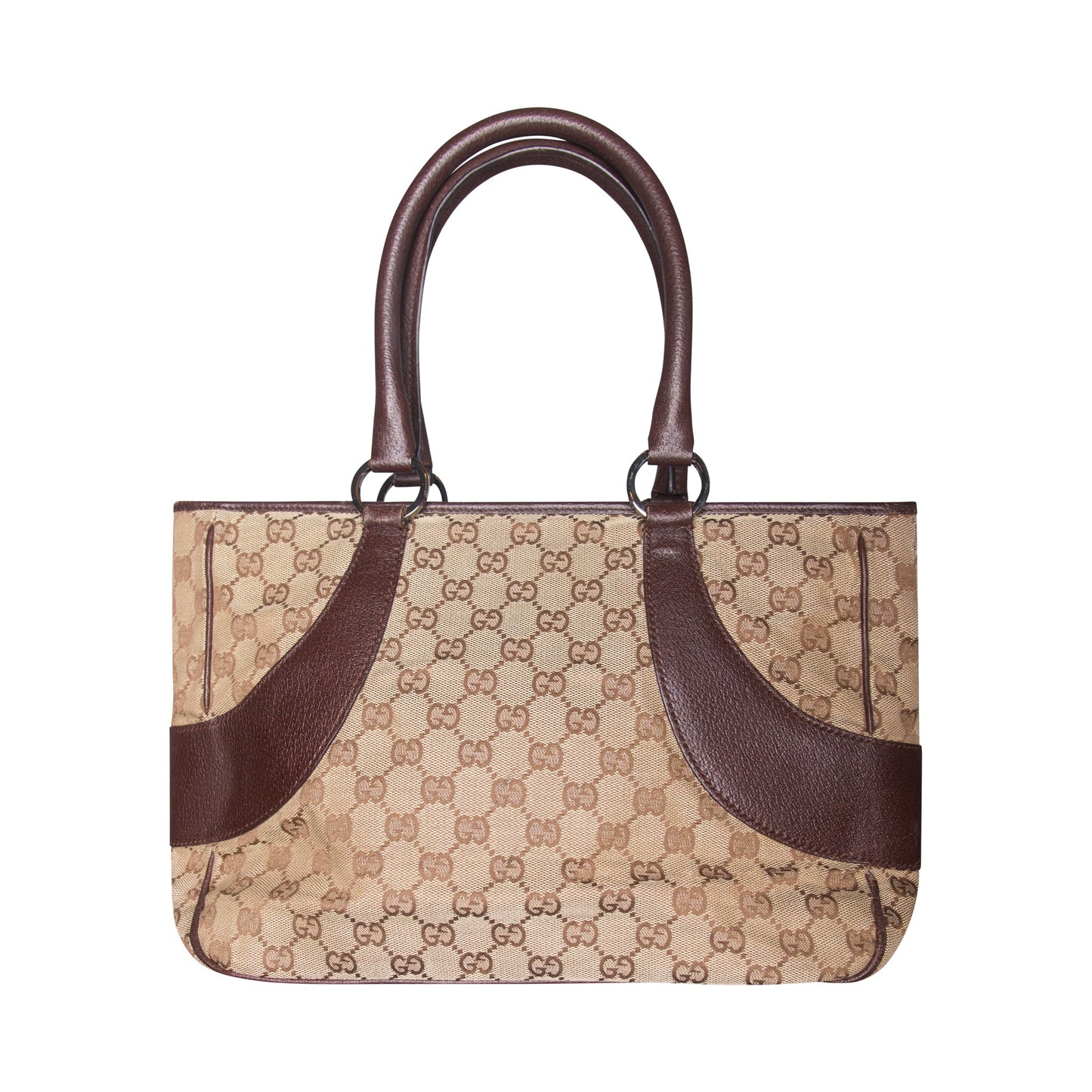 Gucci GG Monogram Eclipse Canvas Leather Trim Tote Bag | O/S, Brown