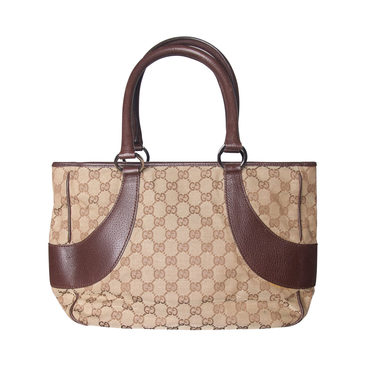 Gucci GG Monogram Eclipse Canvas Leather Trim Tote Bag | O/S, Brown
