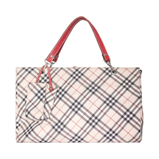 Burberry Nova Check Square Tote Bag | O/S, Beige with Red and Black