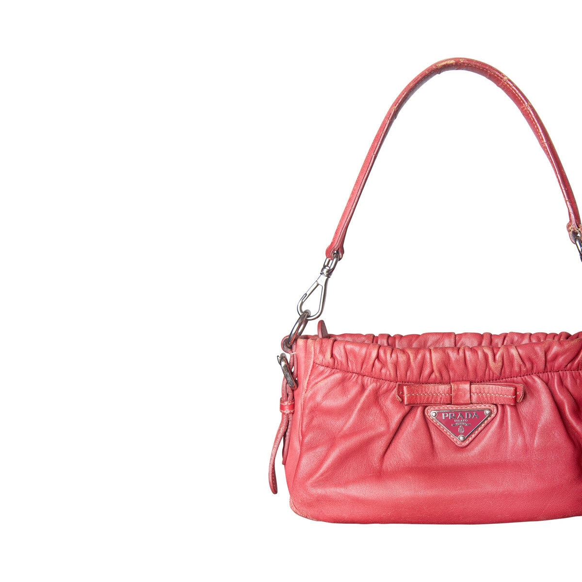 Prada Pink Ruched Leather Mini Shoulder Bag | O/S, Pink