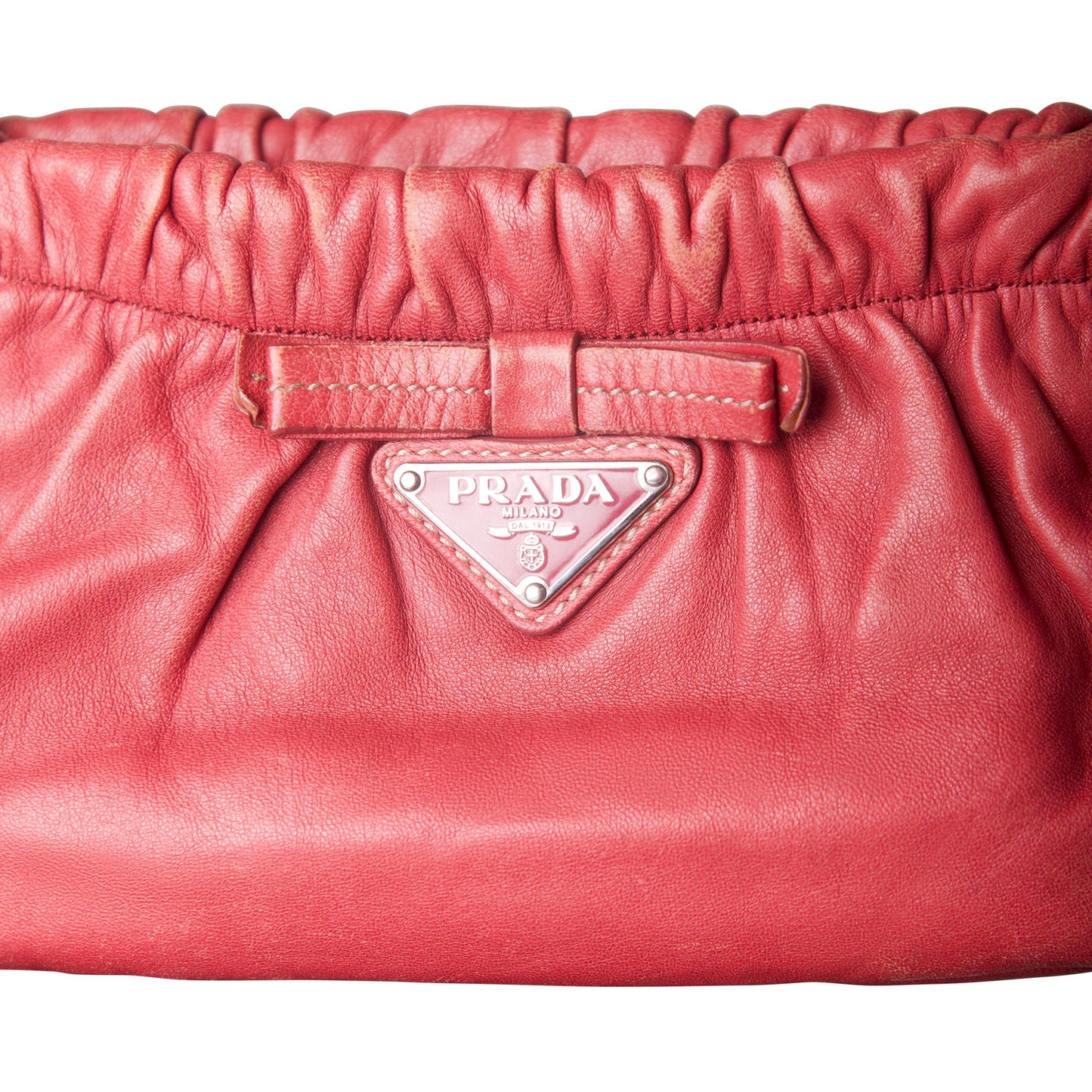 Prada Pink Ruched Leather Mini Shoulder Bag | O/S, Pink