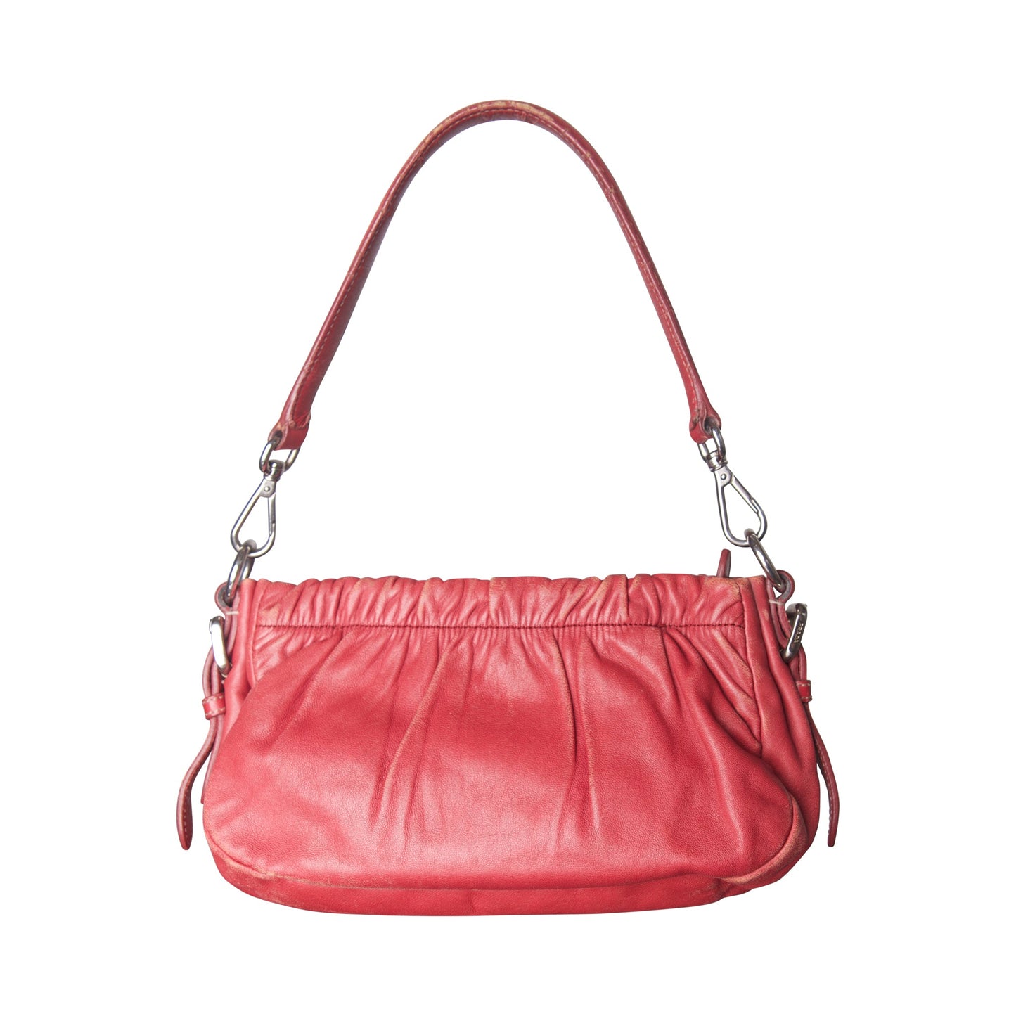 Prada Pink Ruched Leather Mini Shoulder Bag | O/S, Pink