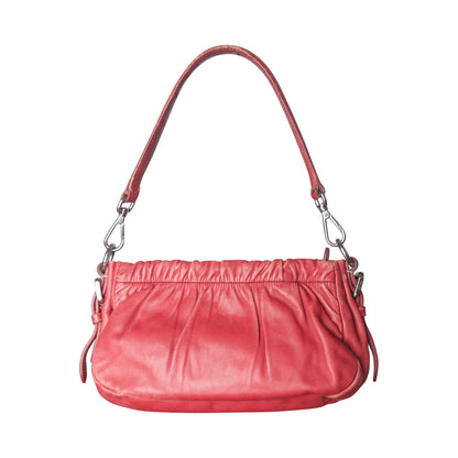 Prada Pink Ruched Leather Mini Shoulder Bag | O/S, Pink
