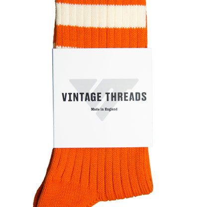 Vintage Threads Orange Cotton Stripe Socks | O/S, Orange