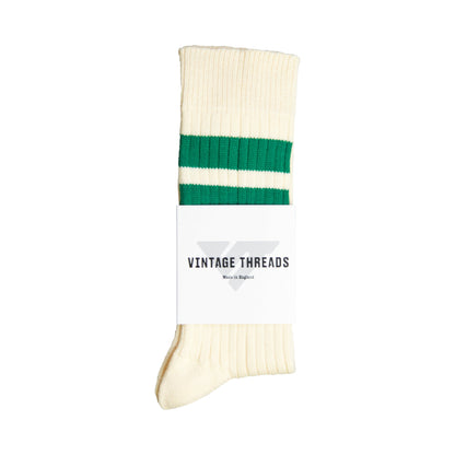 Vintage Threads Cream Cotton Stripe Socks | O/S, Cream