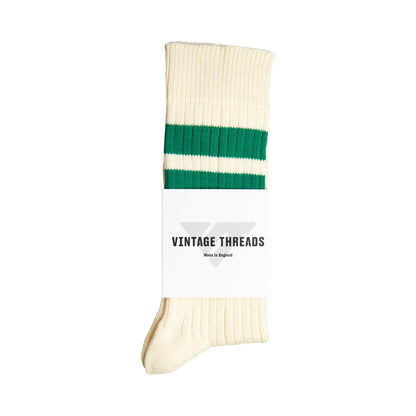 Vintage Threads Cream Cotton Stripe Socks | O/S, Cream