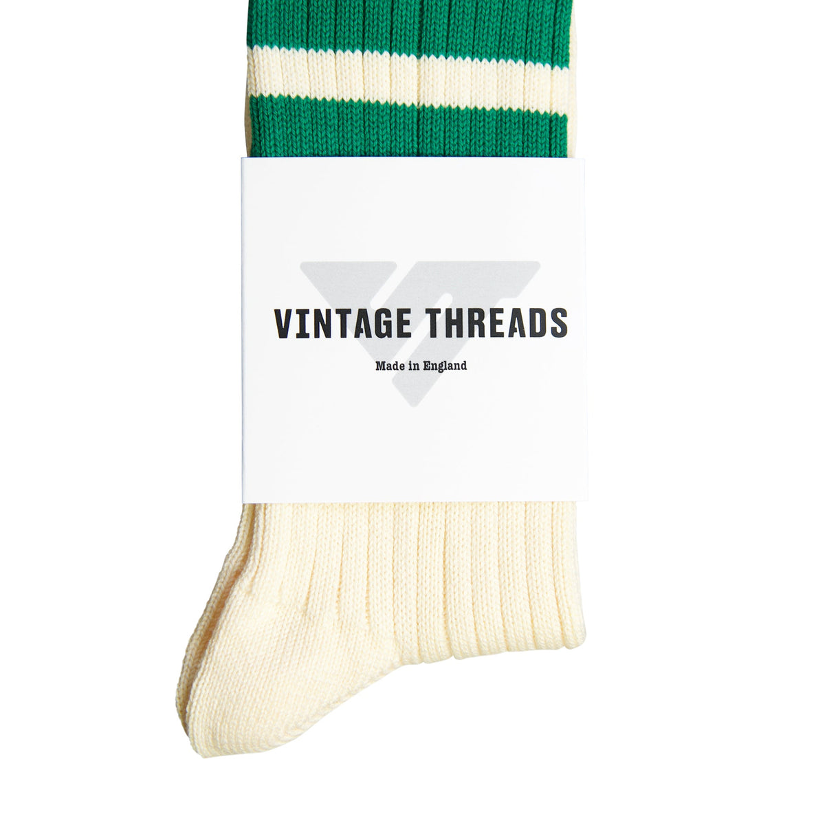 Vintage Threads Cream Cotton Stripe Socks | O/S, Cream