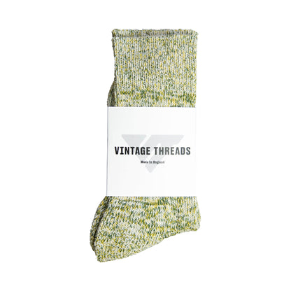 Vintage Threads Green Mixed Knit Socks | O/S, Green