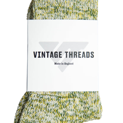 Vintage Threads Green Mixed Knit Socks | O/S, Green