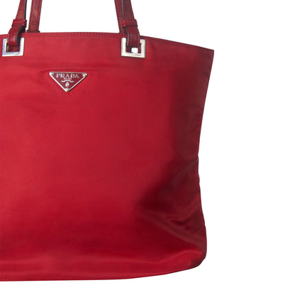 Prada Red Tessuto Nylon Tote Bag