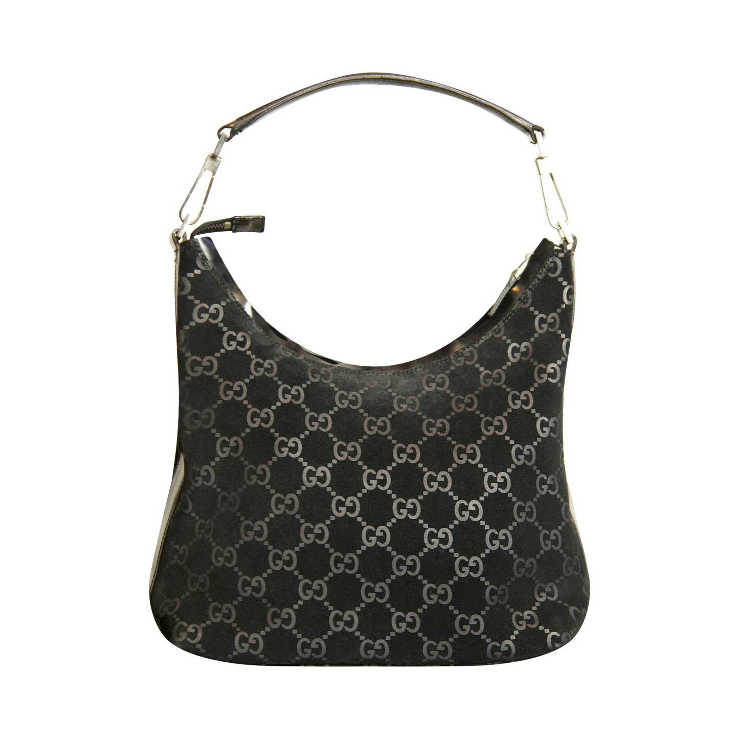 Gucci Suede Black Monogram Shoulder Bag