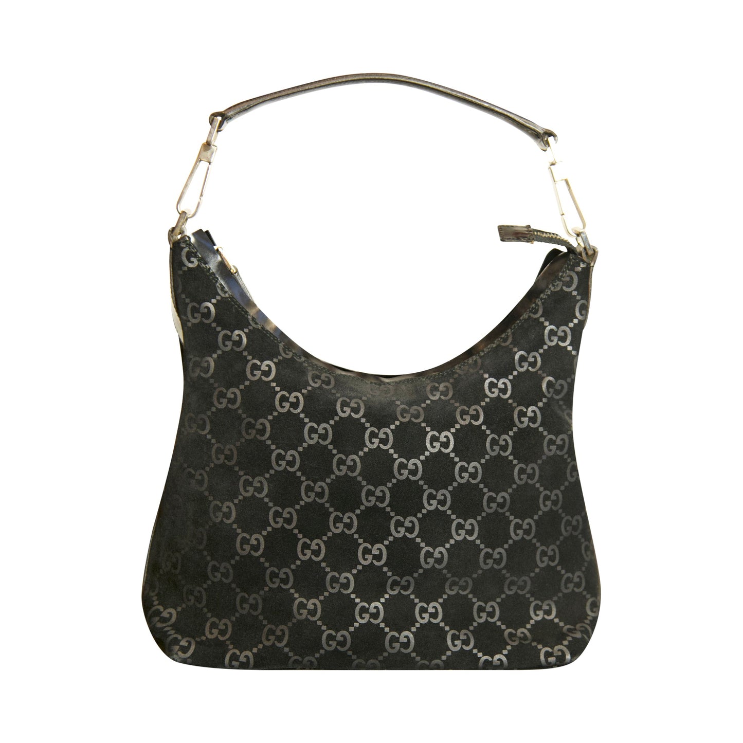 Gucci Suede Black Monogram Shoulder Bag
