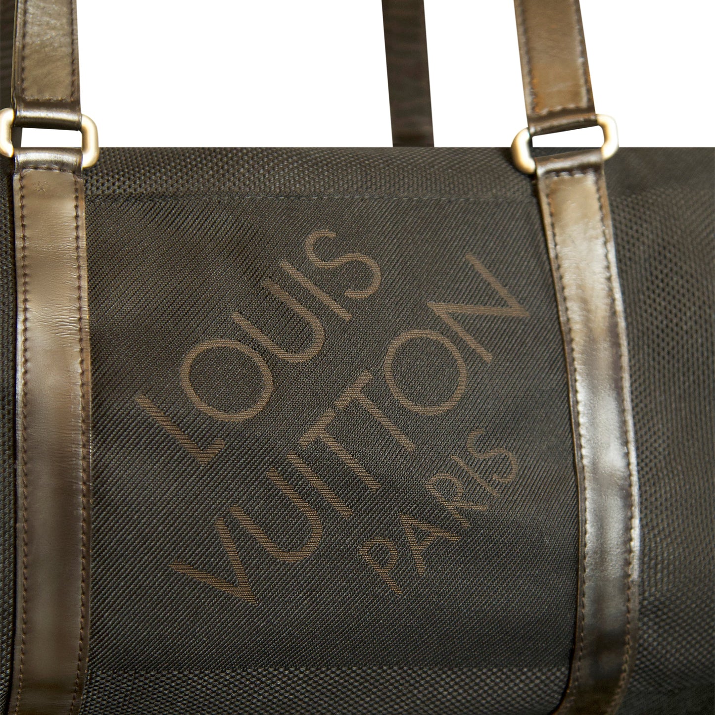 Louis Vuitton Damier Geant Attaquant Leather Strap Black Canvas Travel Bag