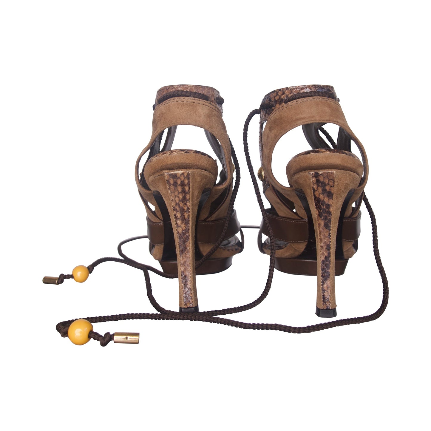 Louis Vuitton Brown Leather Beaded Strap Heels | DEFAULT TITLE, Brown