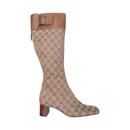 Gucci GG Monogram Canvas Leather Detailed Boots | DEFAULT TITLE, Multicoloured