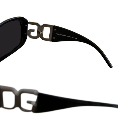 Dolce & Gabbana Silver Logo Embellished Wide Lens Sunglasses