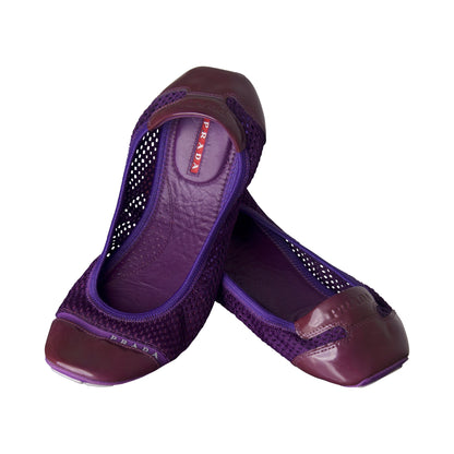 Prada Sport Purple Mesh Patent Leather Ballet Flats UK 4.5 | Default Title, Purple