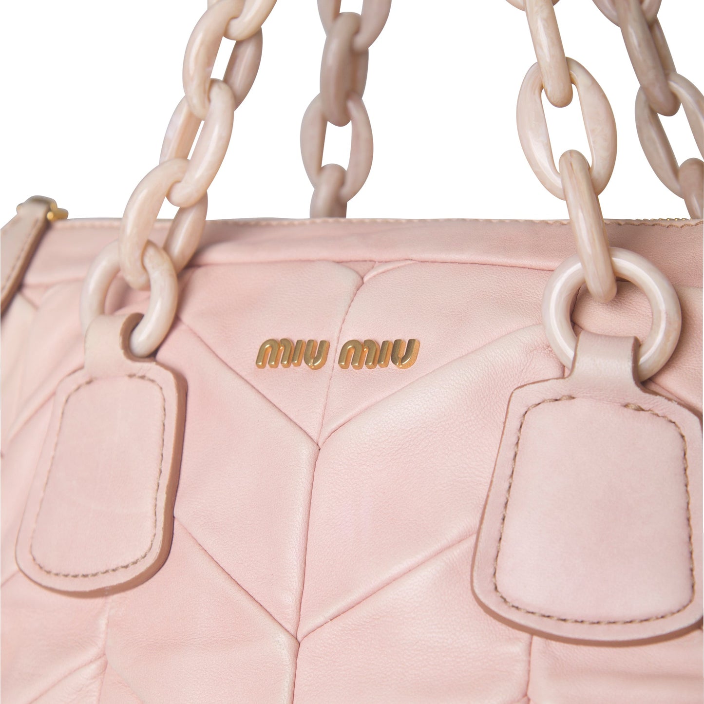 MiuMiu Metalasse Chainlink Strap Baby Pink Quilted Shoulder Bag | O/S, Multicoloured