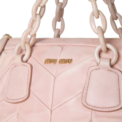 MiuMiu Metalasse Chainlink Strap Baby Pink Quilted Shoulder Bag | O/S, Multicoloured