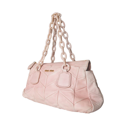MiuMiu Metalasse Chainlink Strap Baby Pink Quilted Shoulder Bag | O/S, Multicoloured