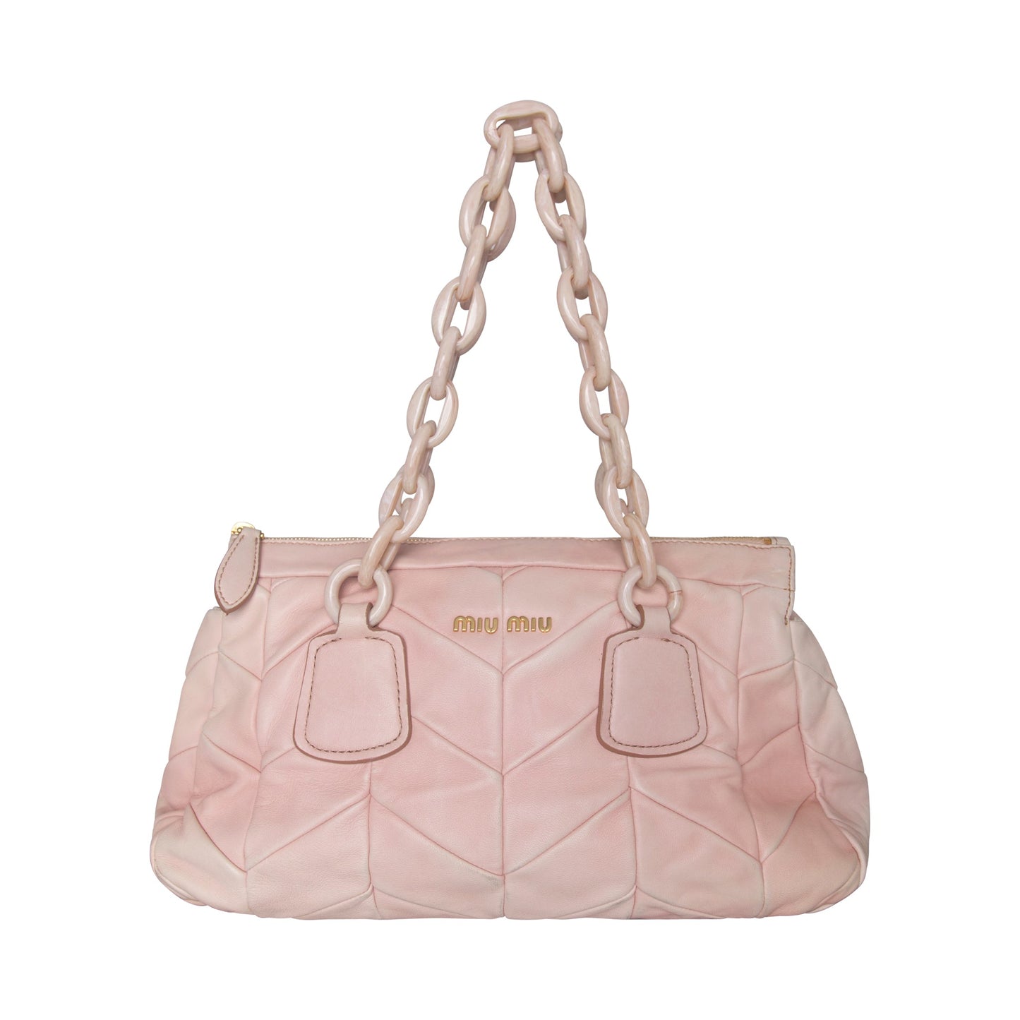 MiuMiu Metalasse Chainlink Strap Baby Pink Quilted Shoulder Bag | O/S, Multicoloured