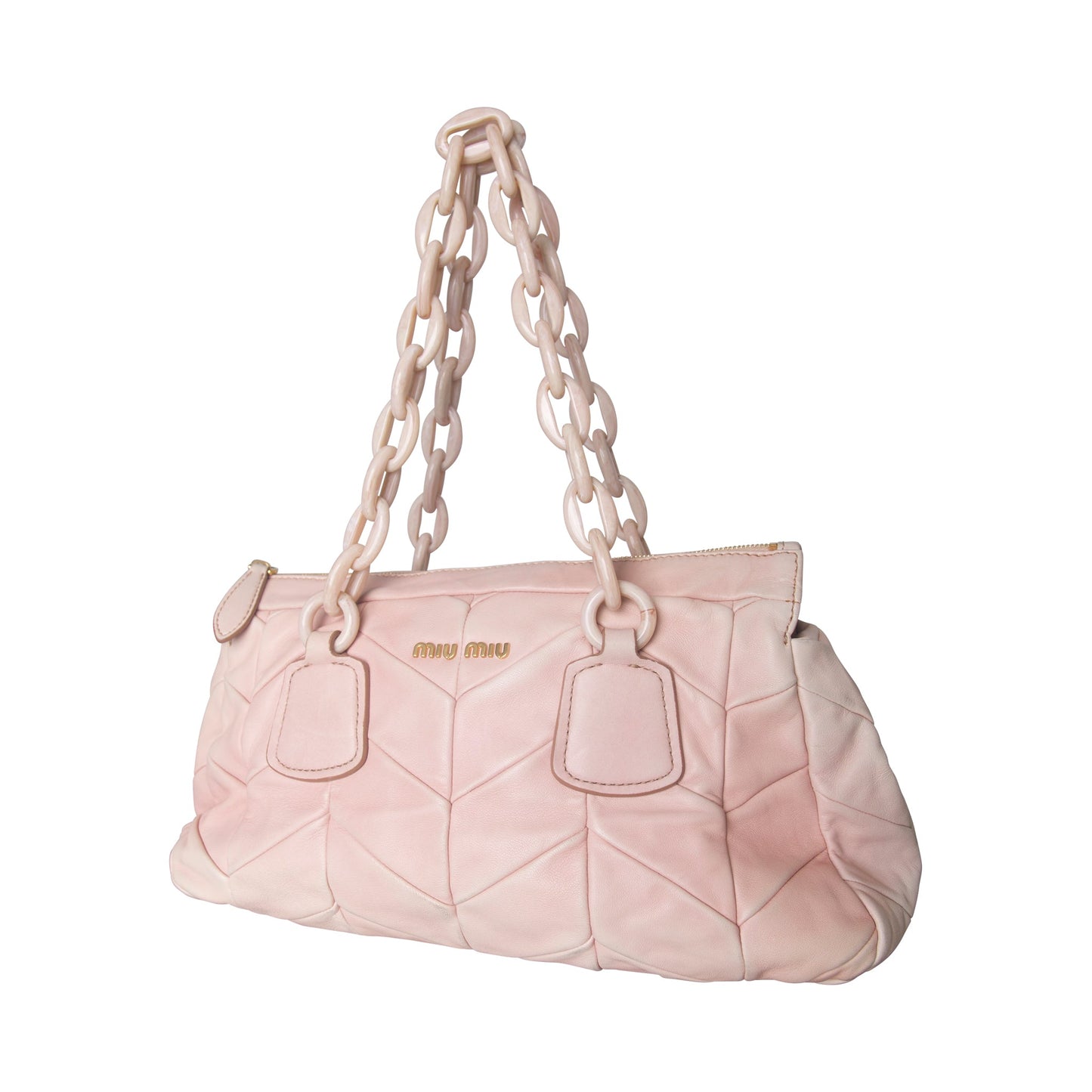 MiuMiu Metalasse Chainlink Strap Baby Pink Quilted Shoulder Bag | O/S, Multicoloured
